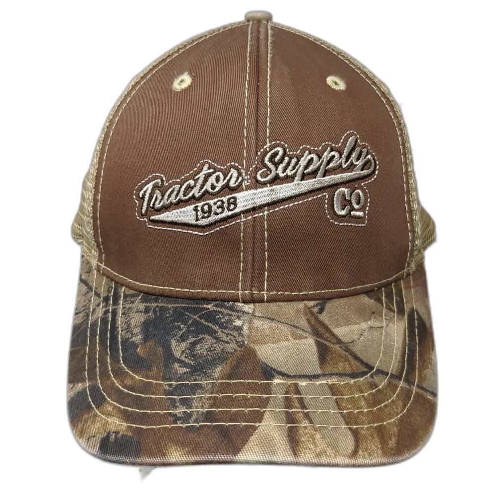Tractor Supply Co Baseball Cap Brown Camo One Size Mesh Back Hat Graphic Logo